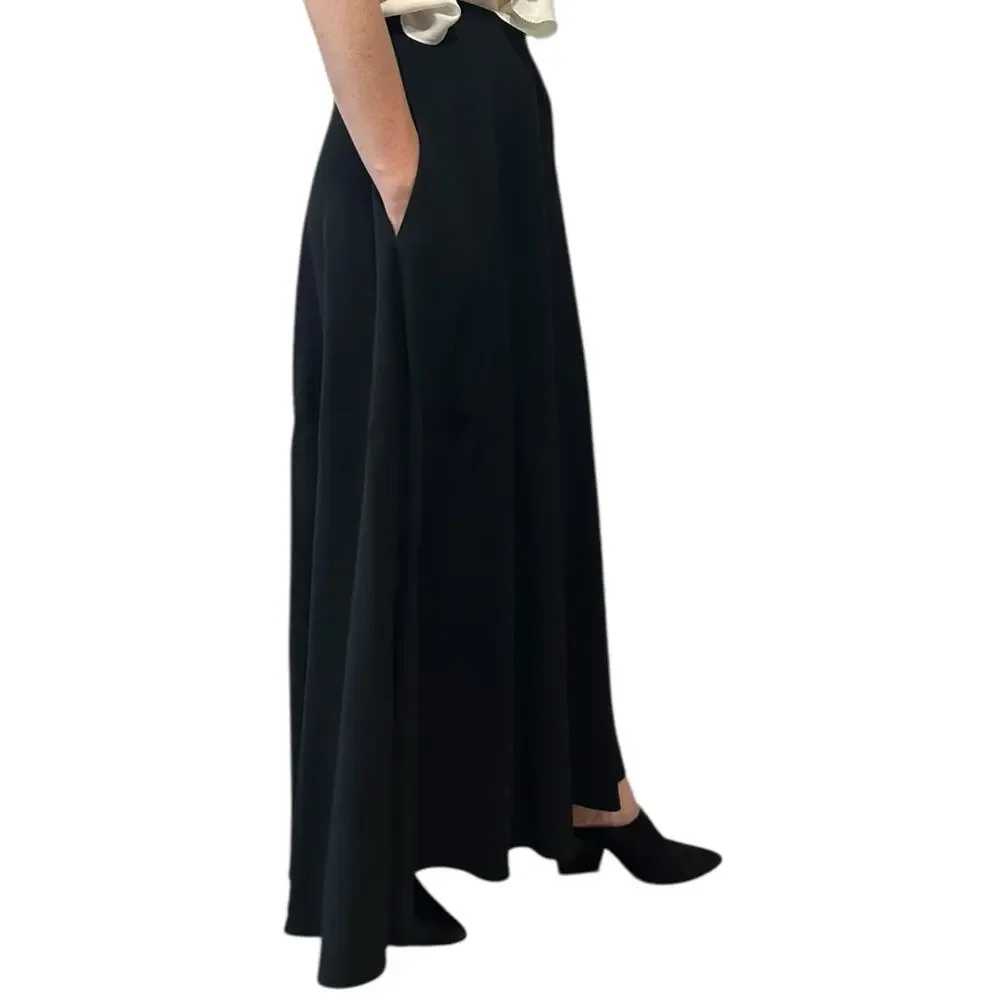 The Row Mara Stretch Crepe Skirt Black size US 2 Viscose blend Pockets Authentic
